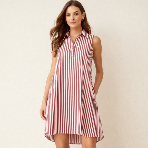 Banana Republic Dresses & Skirts - NWT Banana Republic Striped Red Sleeveless Shirt Dress Medium
